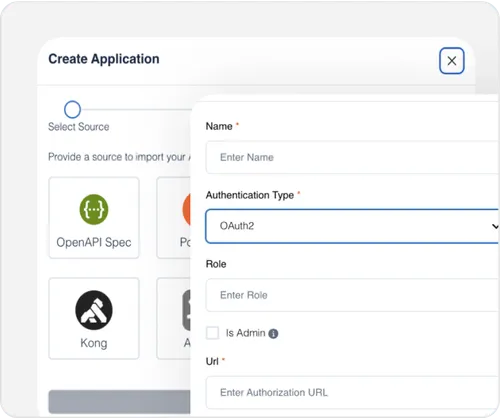 Button graphic in white and blue