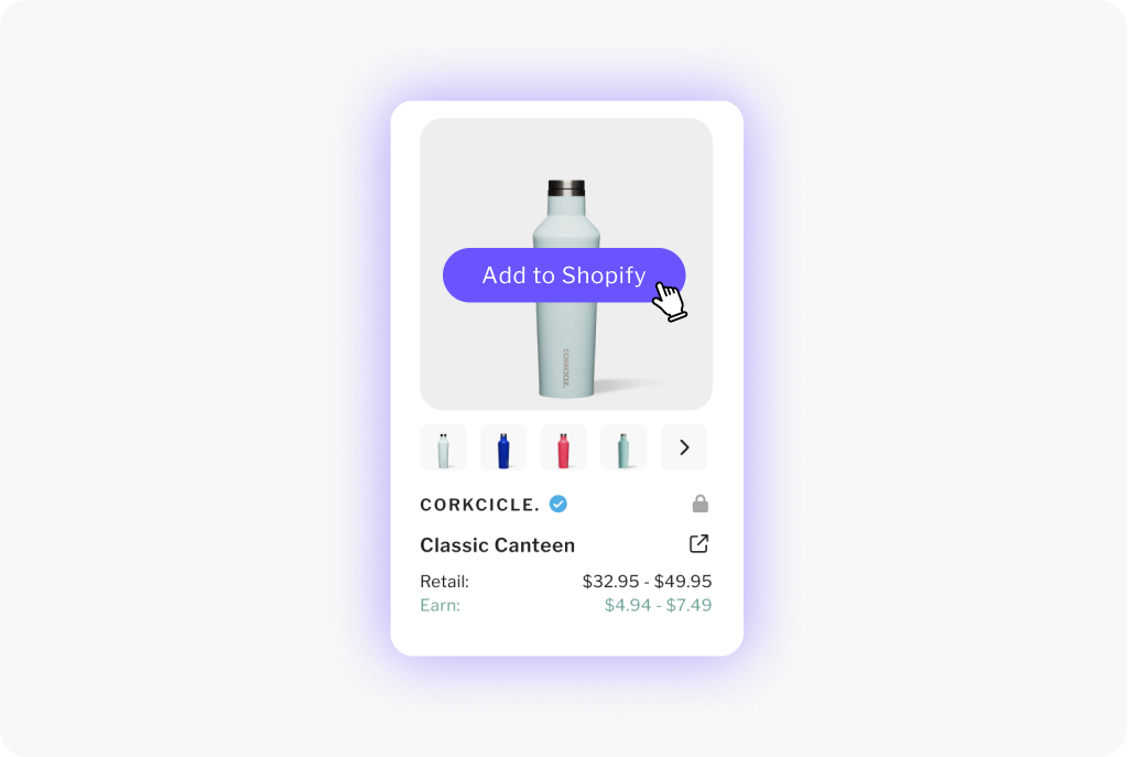 Item being clicked to add to shopify