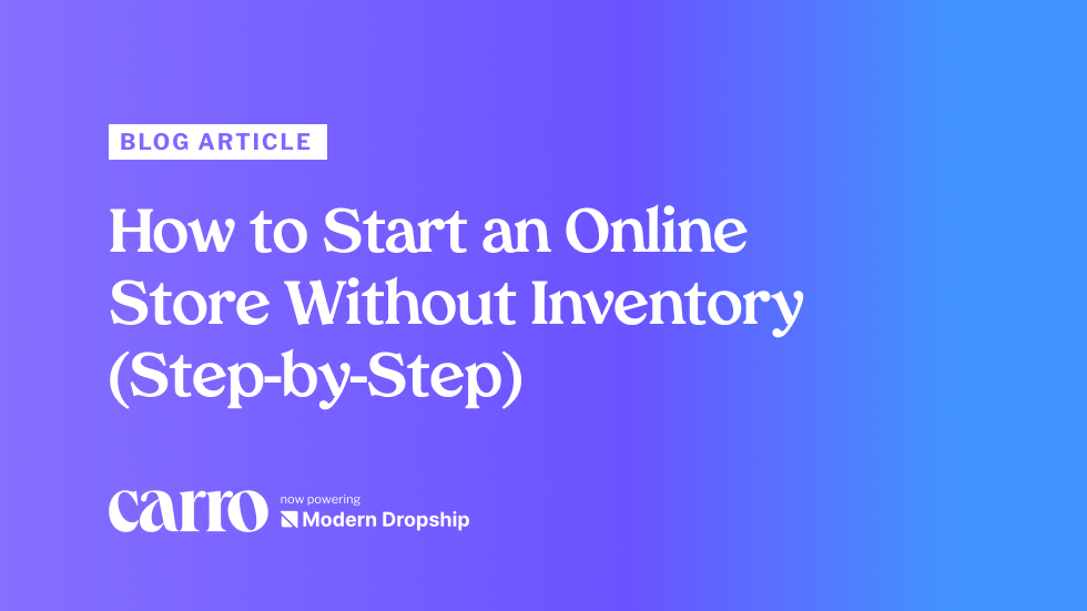 A thumbnail for a blog article on how to start an online store without inventory