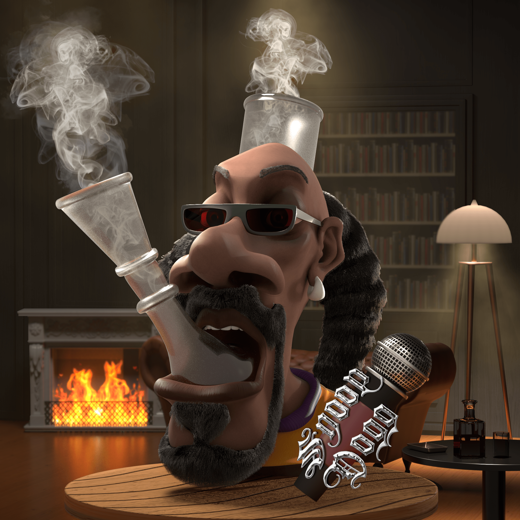 NFT art showing a high-quality 3D Snoop Dogg bong.