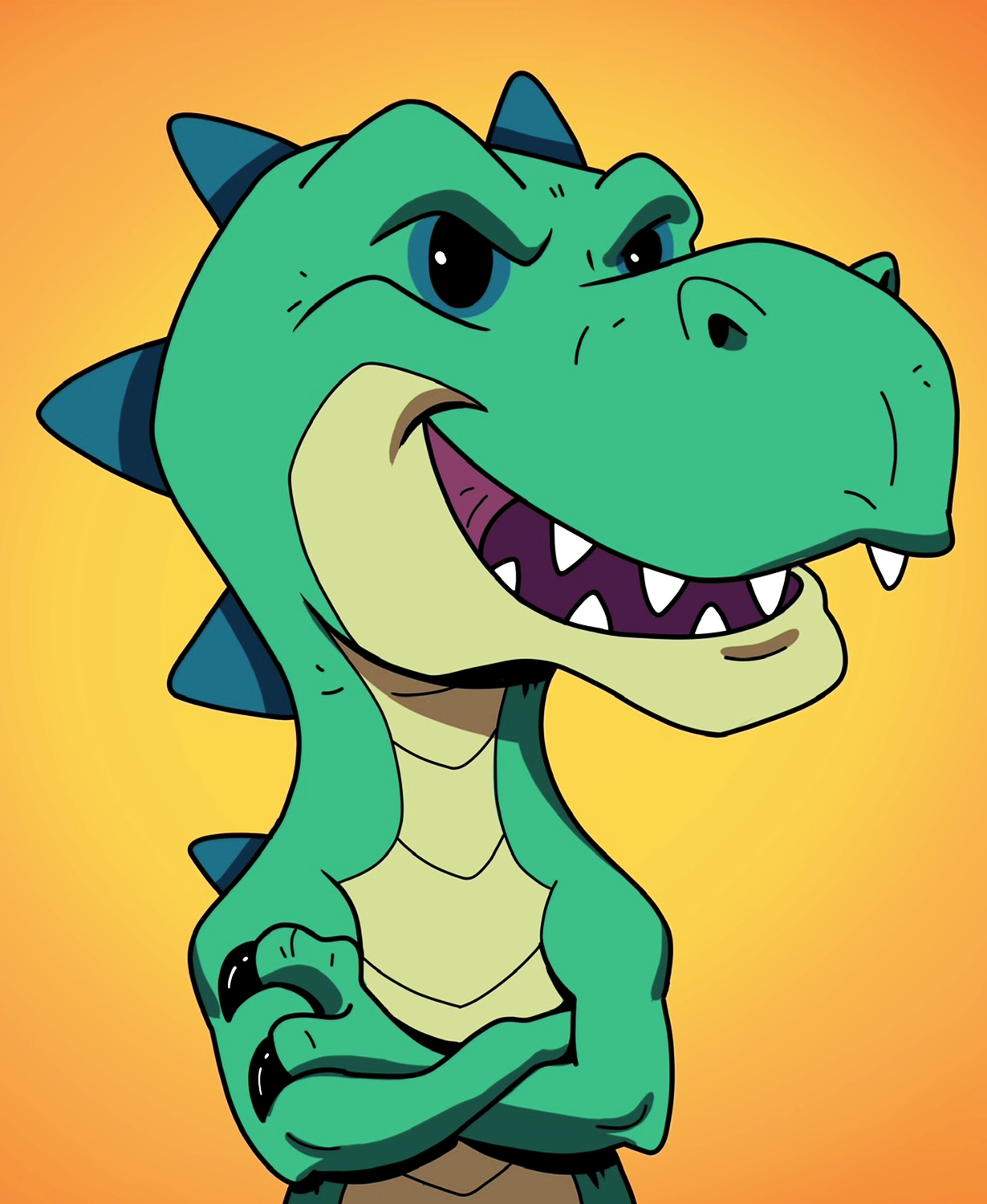 NFT art showing a high-quality dinosaur character.