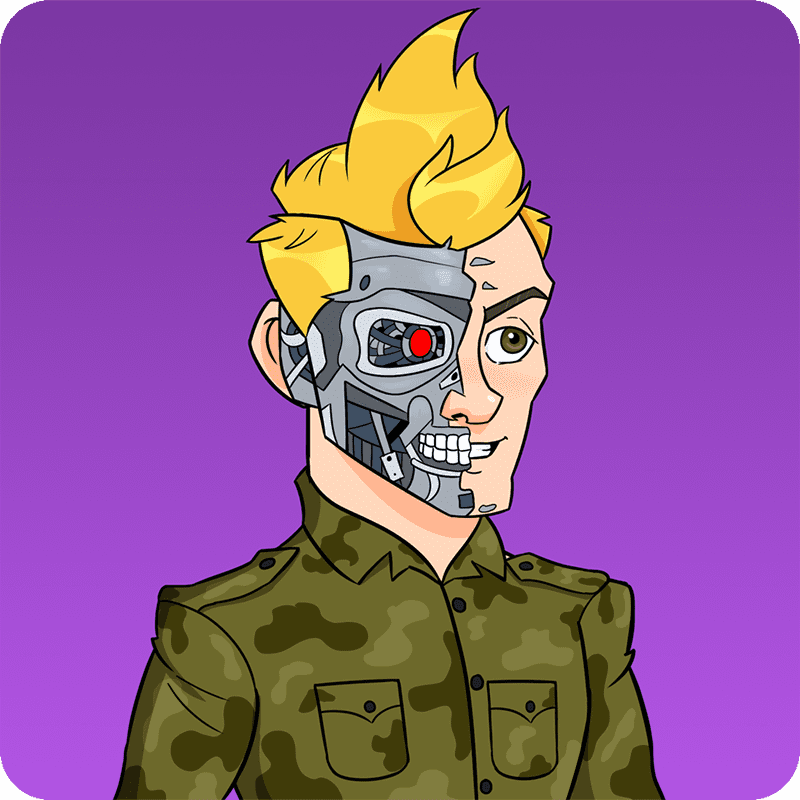 NFT showing a high-quality 2D Terminator styled humanoid