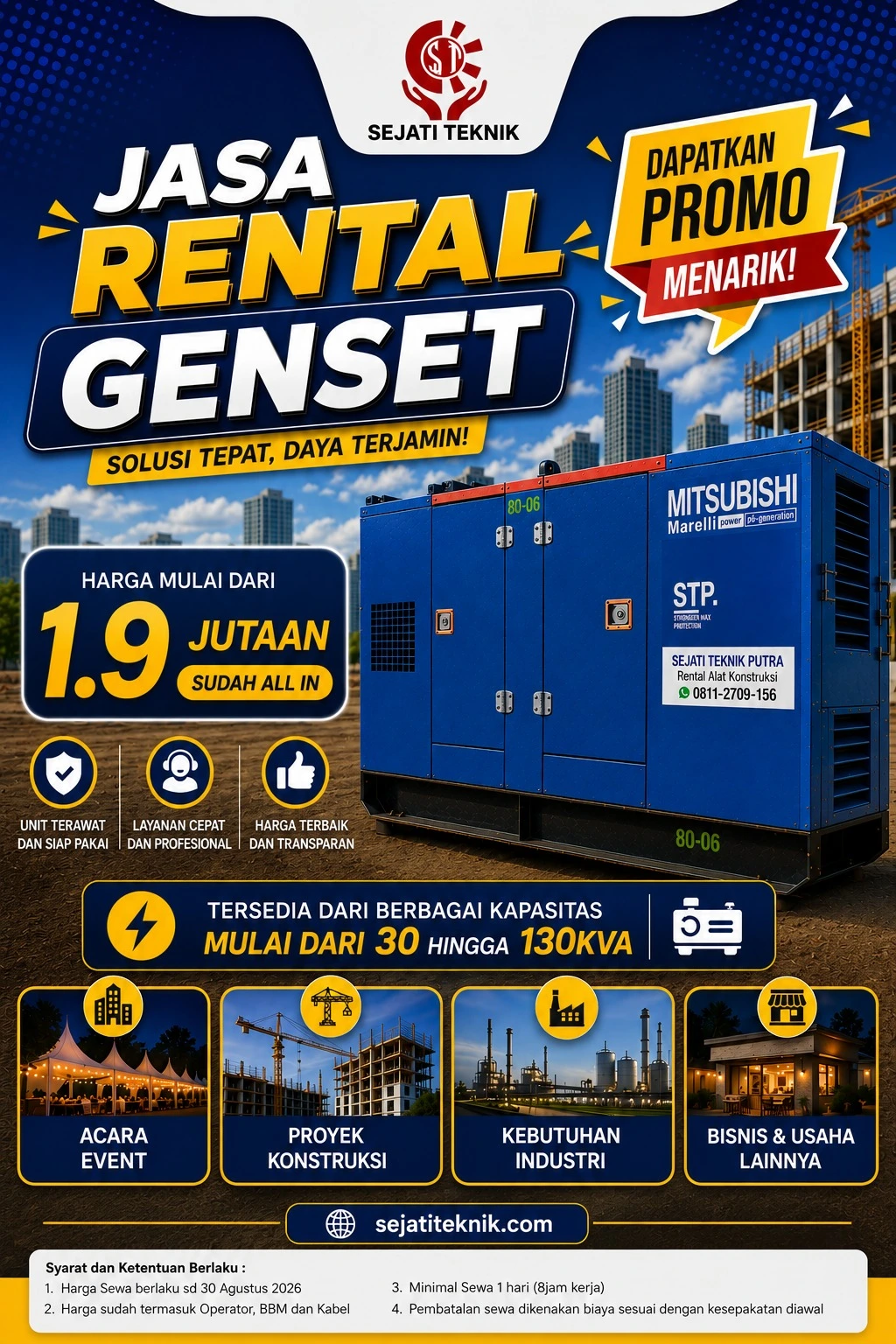 Stamper Tanah, Stamper Paving, Baby Roller, Pompa Air, Vibrator Trailer,  Trowel, Concrete Cutter, Beton Mollen, Mesin Las, Truk Crane
