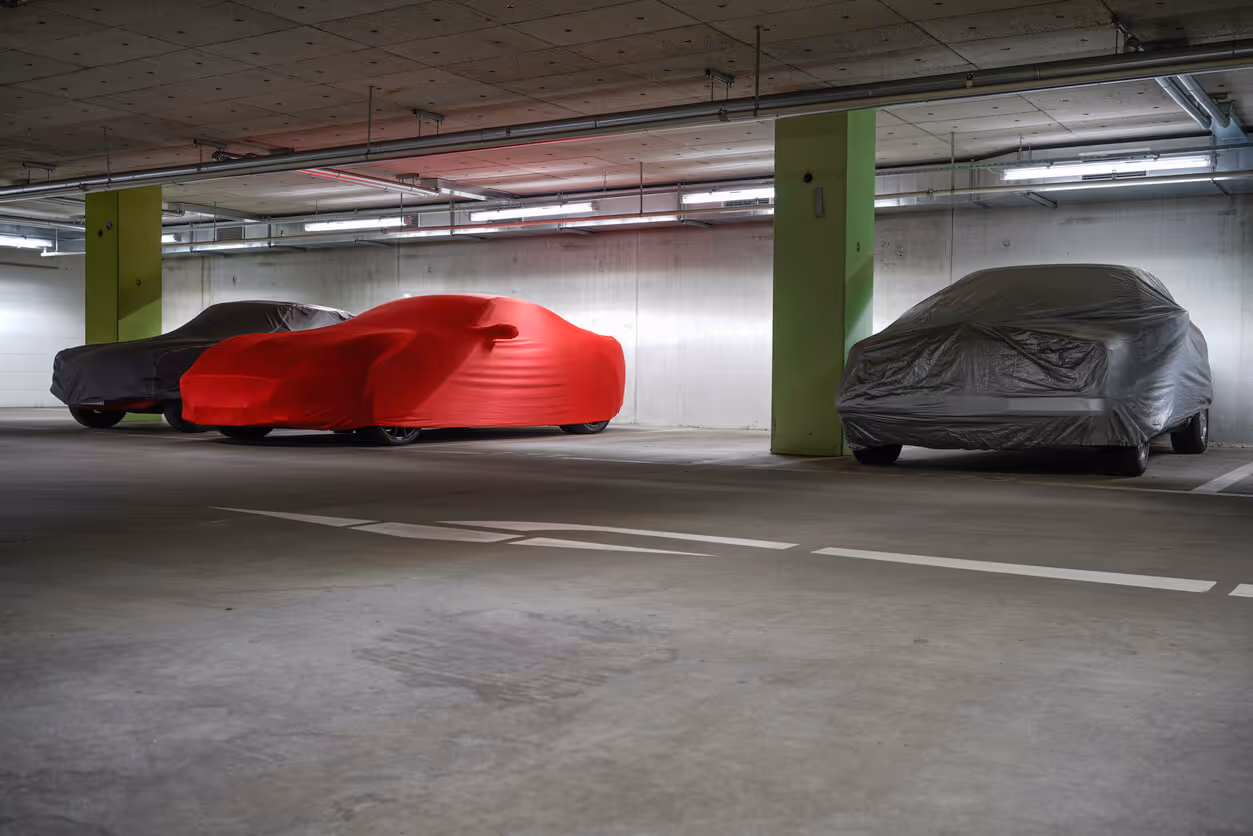 NH Garage Keepers Insurance concept - Covered cars in underground car park