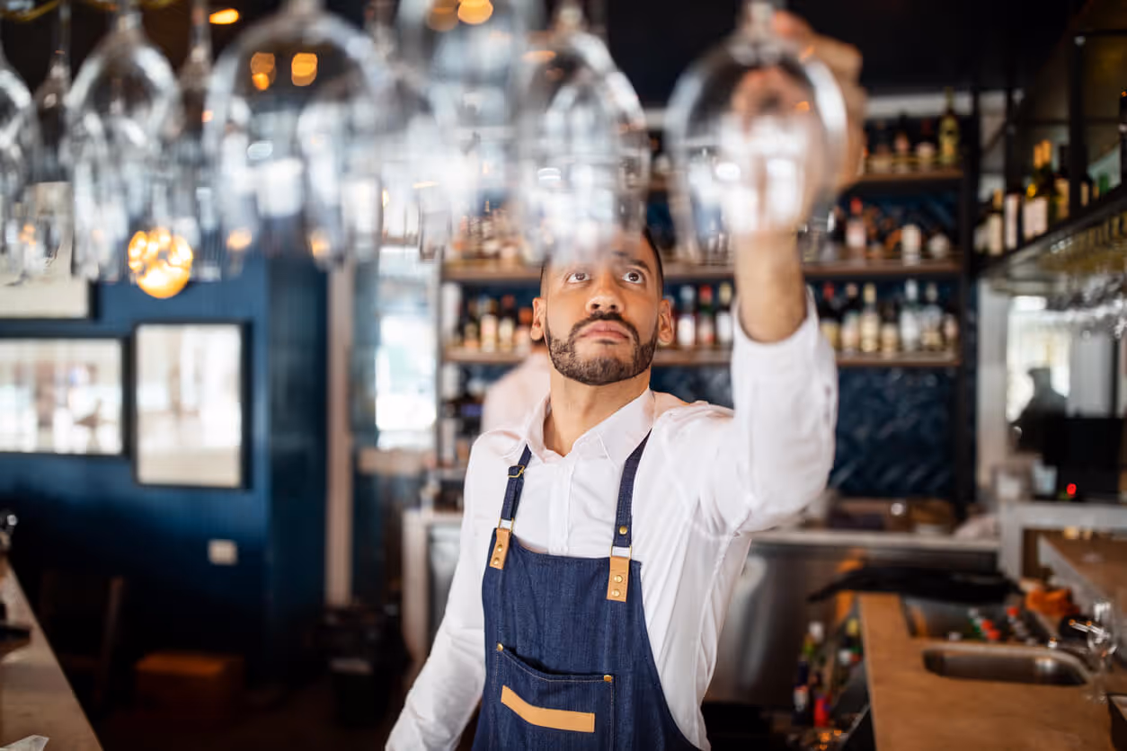 NH Commercial Restaurant insurance concept - Bartender working at the cafe