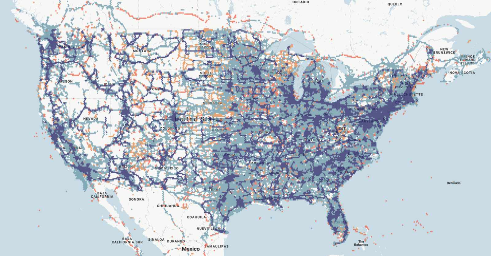 T-Mobile coverage map created by RootMetrics