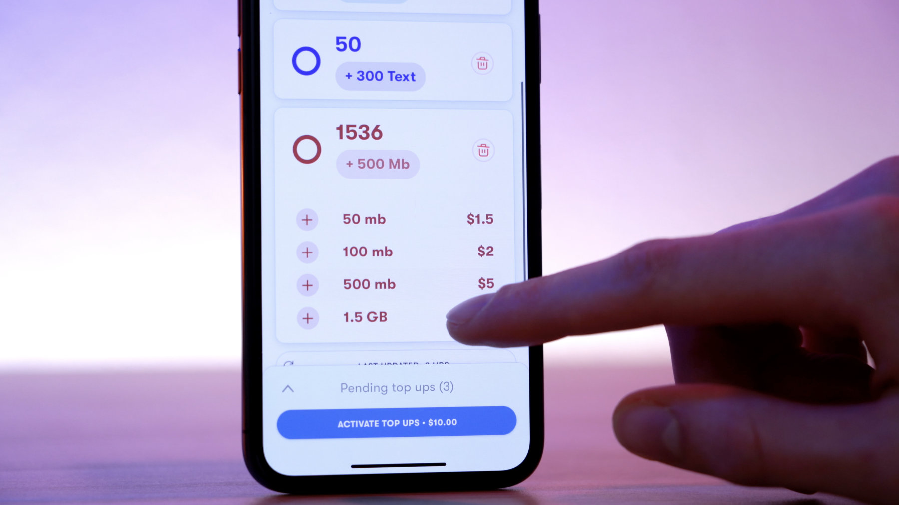 purchasing US Mobile top ups through mobile application on iPhone