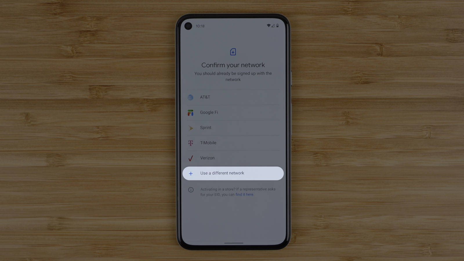 Select Use a different network to download your Mint Mobile SIM