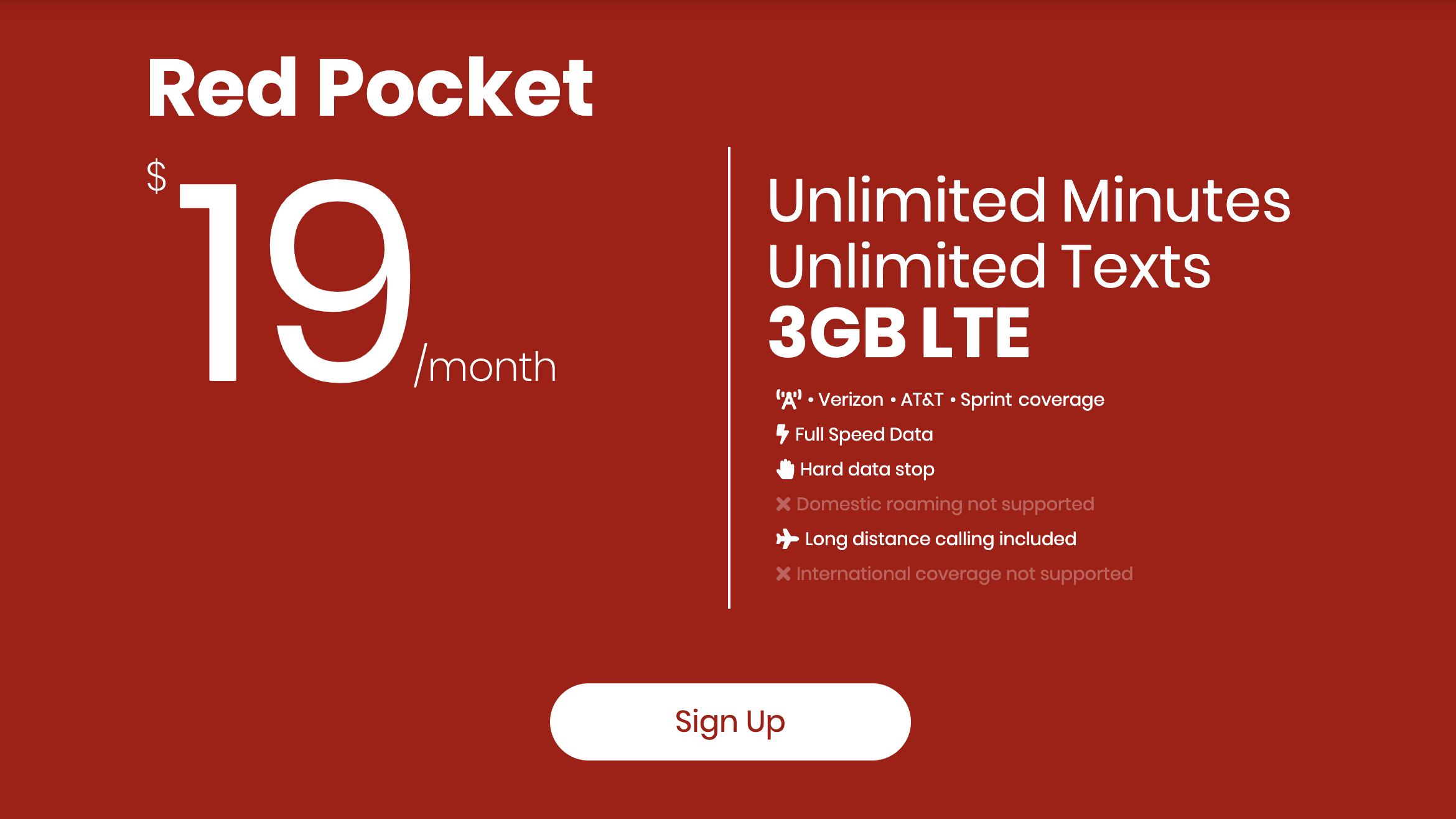 Red Pocket's $19 plan includes 3GB of LTE data and uses AT&T for coverage