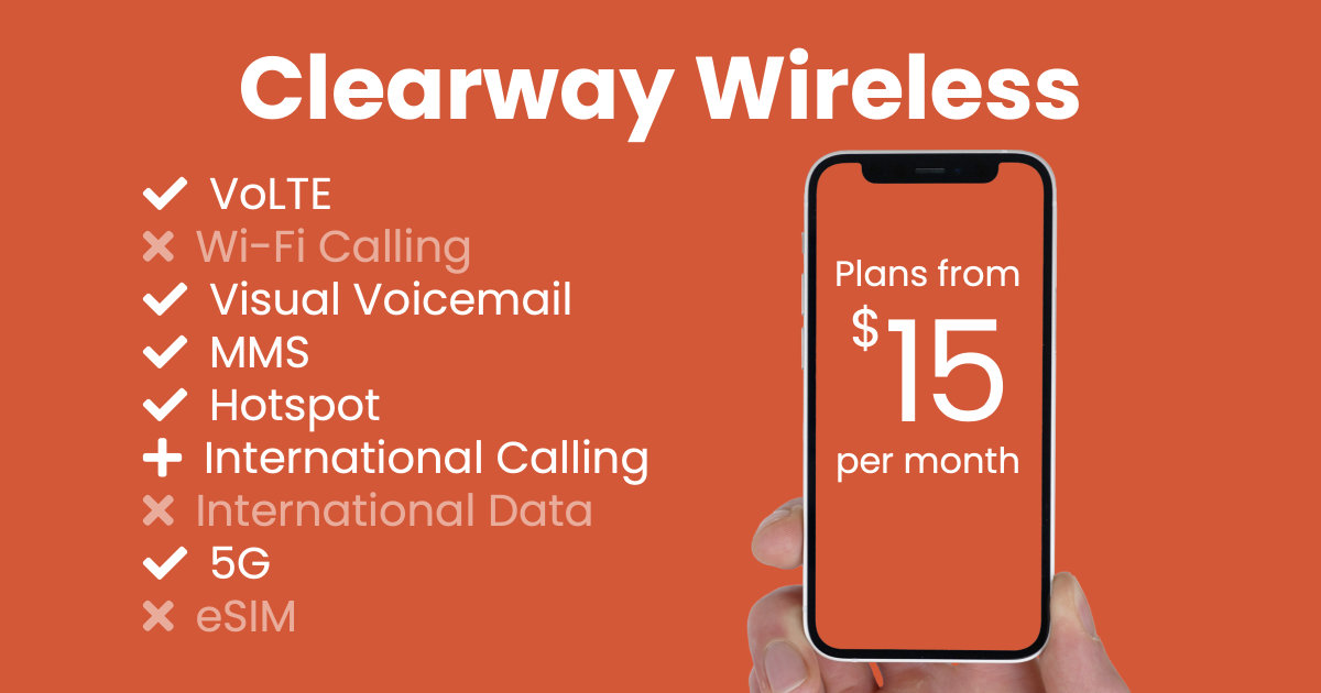 Clearway Wireless plan features and starting price