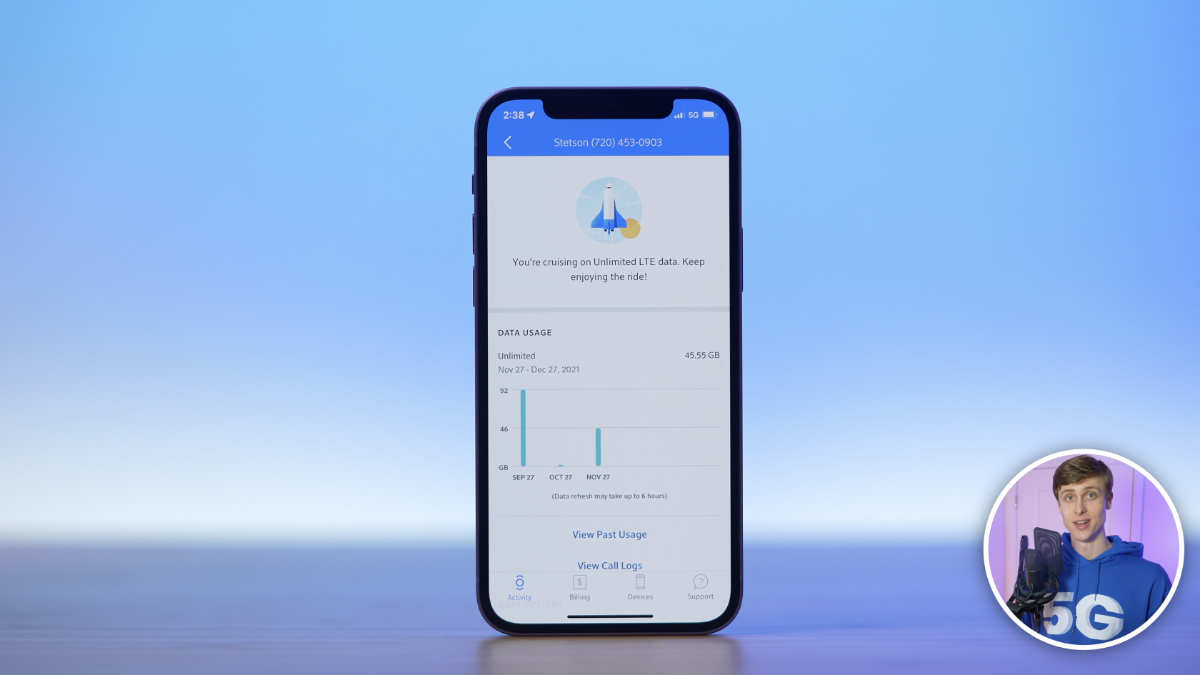 Xfinity Mobile app historic data usage