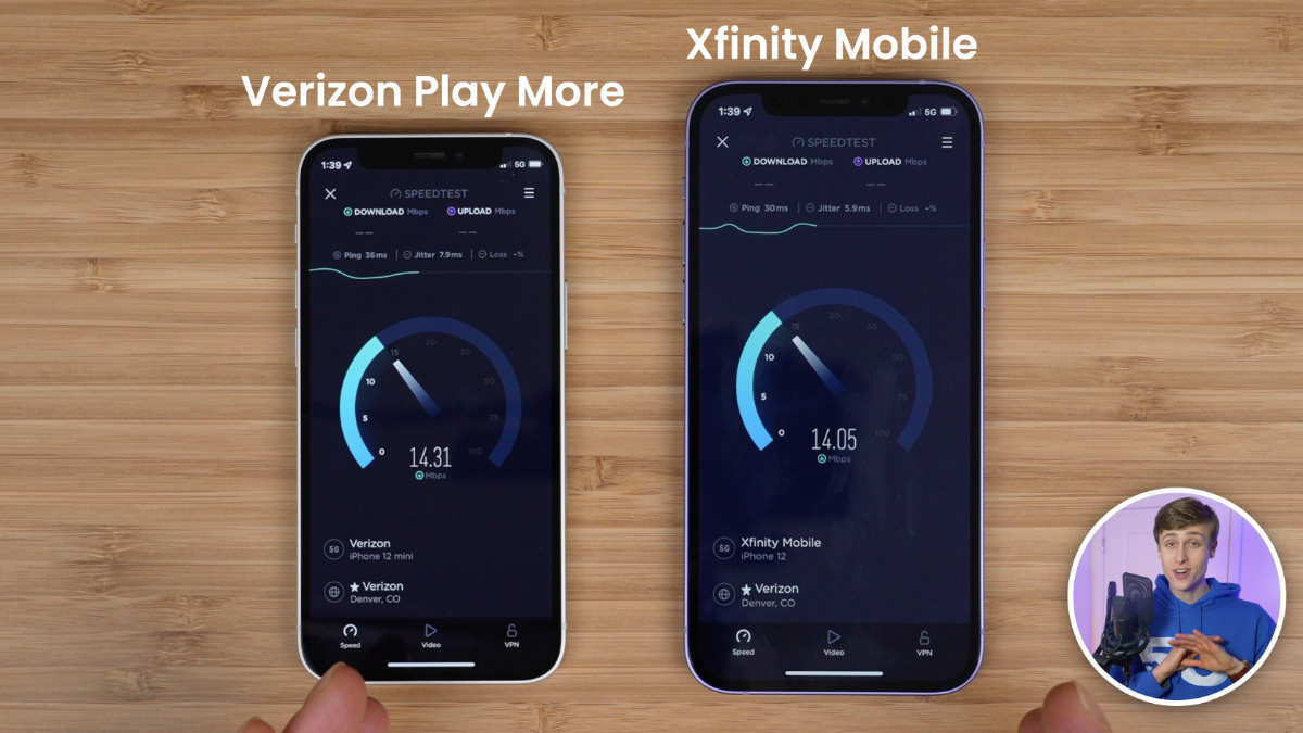 Xfinity Mobile vs Verizon speed test