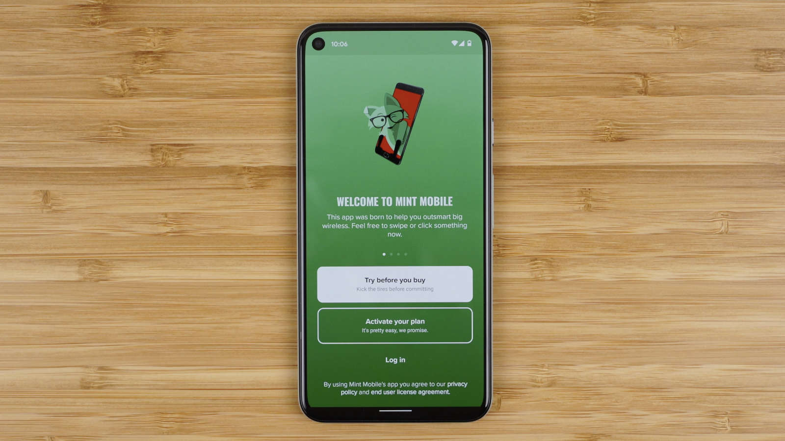 Mint Mobile app launch screen