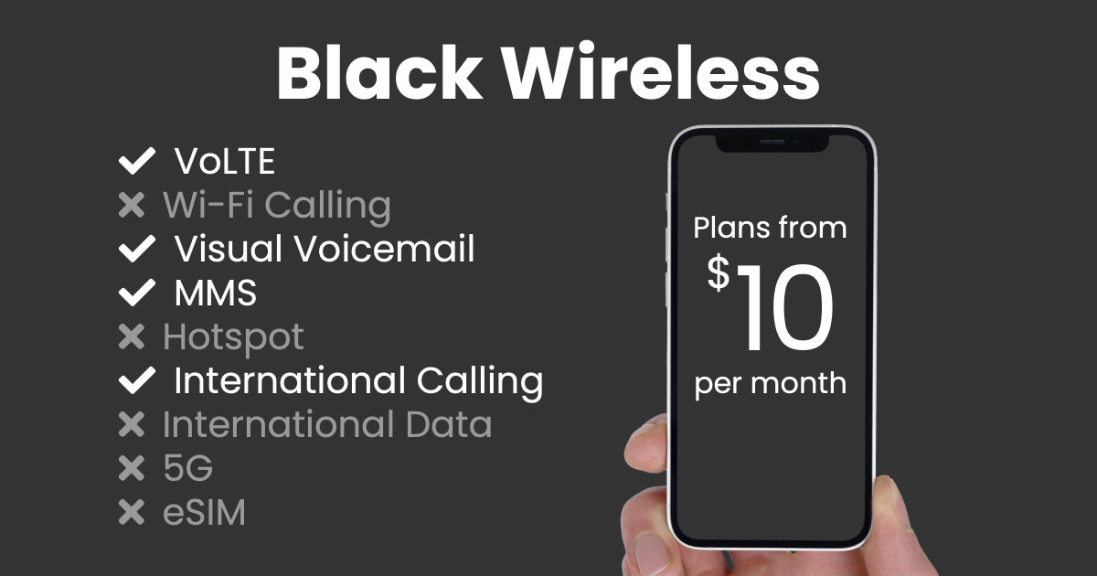 Black Wireless plan features and starting price
