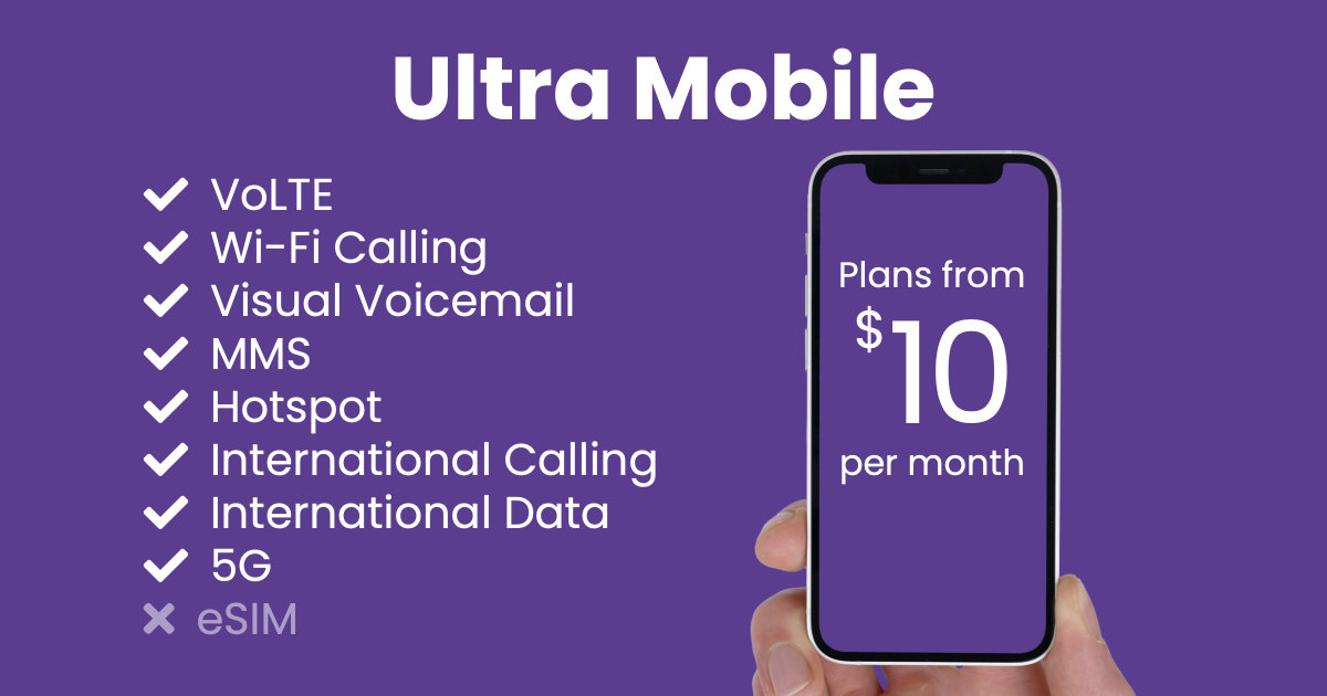 Ultra Mobile plan features and starting price