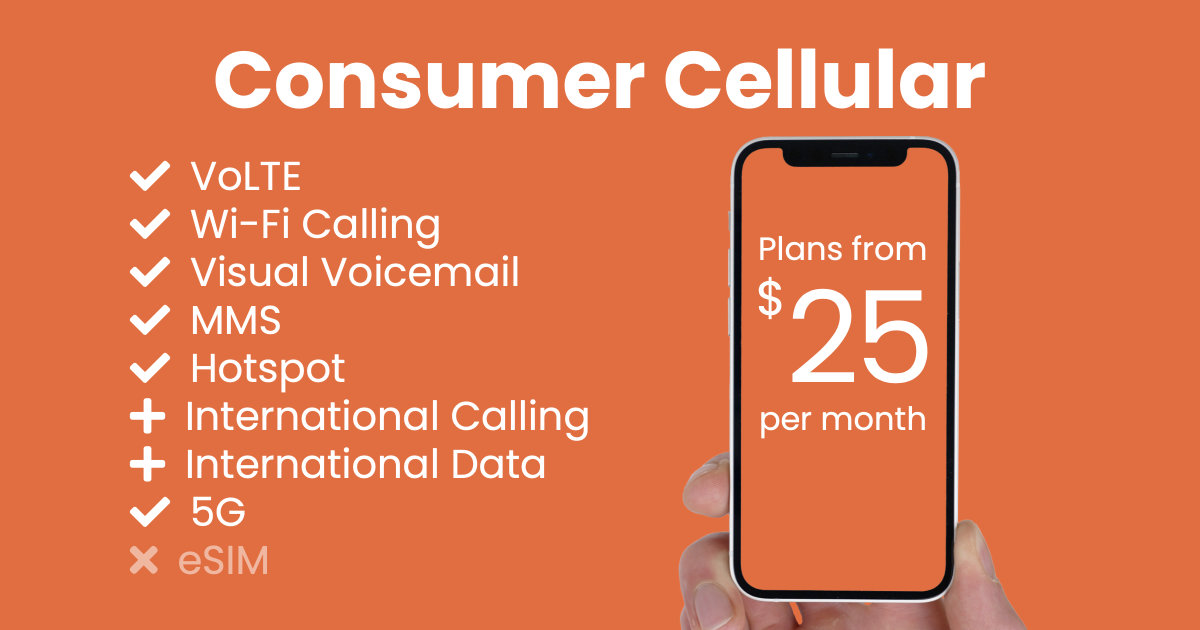 Consumer Cellular plan features and starting price