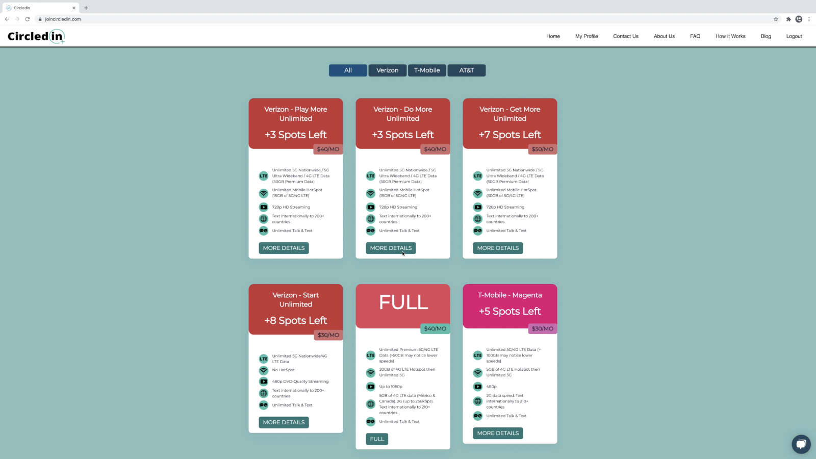 Any user can join a family plan on CircledIn's website that has available spots