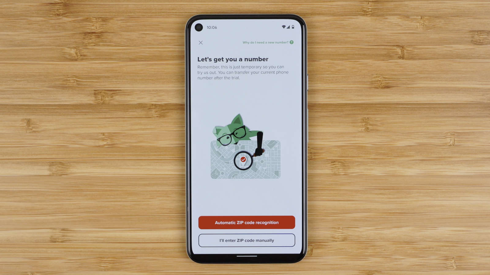enter your ZIP code so Mint Mobile can assign you a new phone number with the correct area code