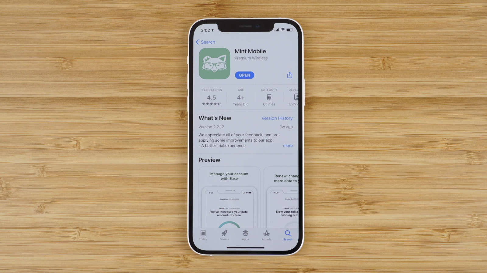 Mint Mobile application on Apple App Store
