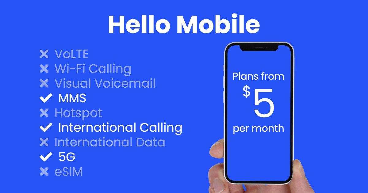 Hello Mobile plan features and starting price