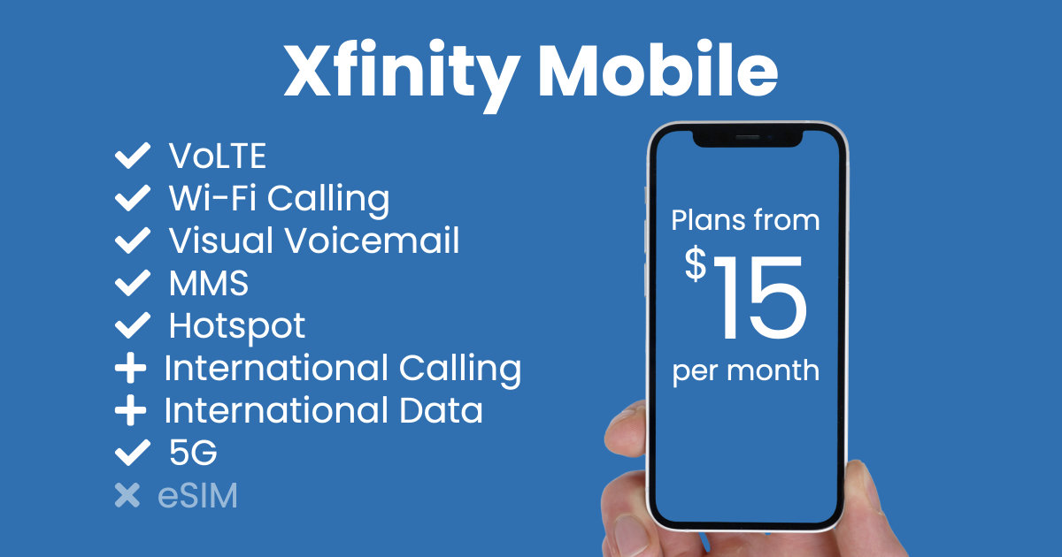 Xfinity Mobile plan features and starting price