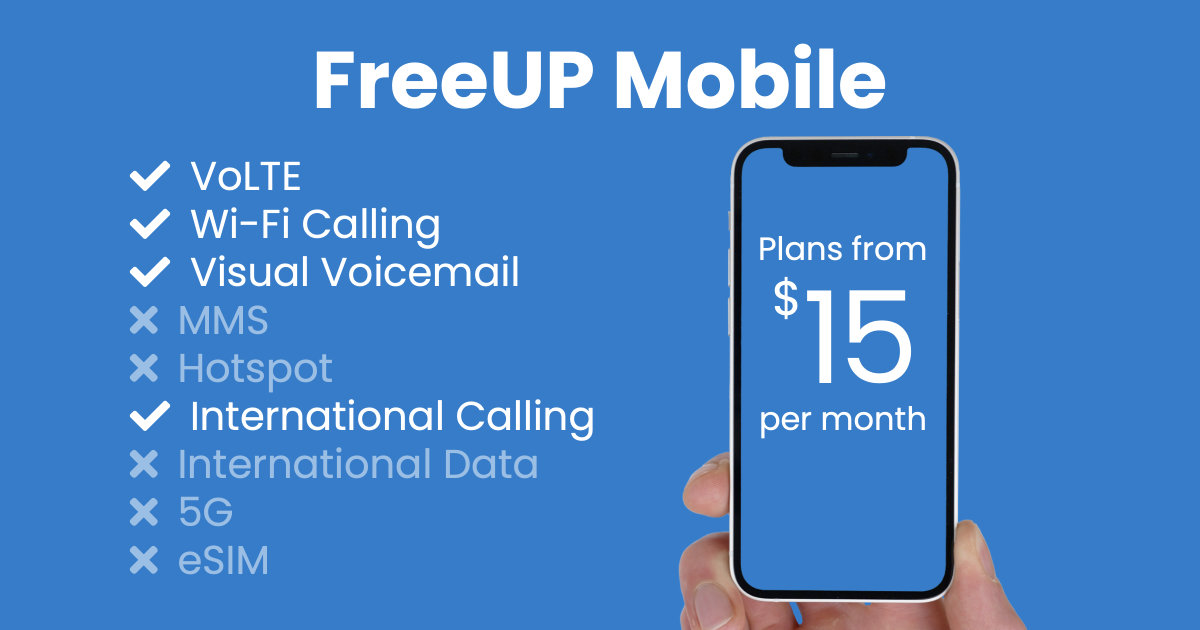 FreeUP Mobile plan features and starting price