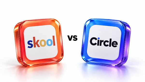 Skool versus Circle comparison with both platform logos.