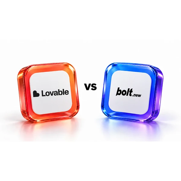 Lovable versus Bolt editorial comparison with both complete official logos.