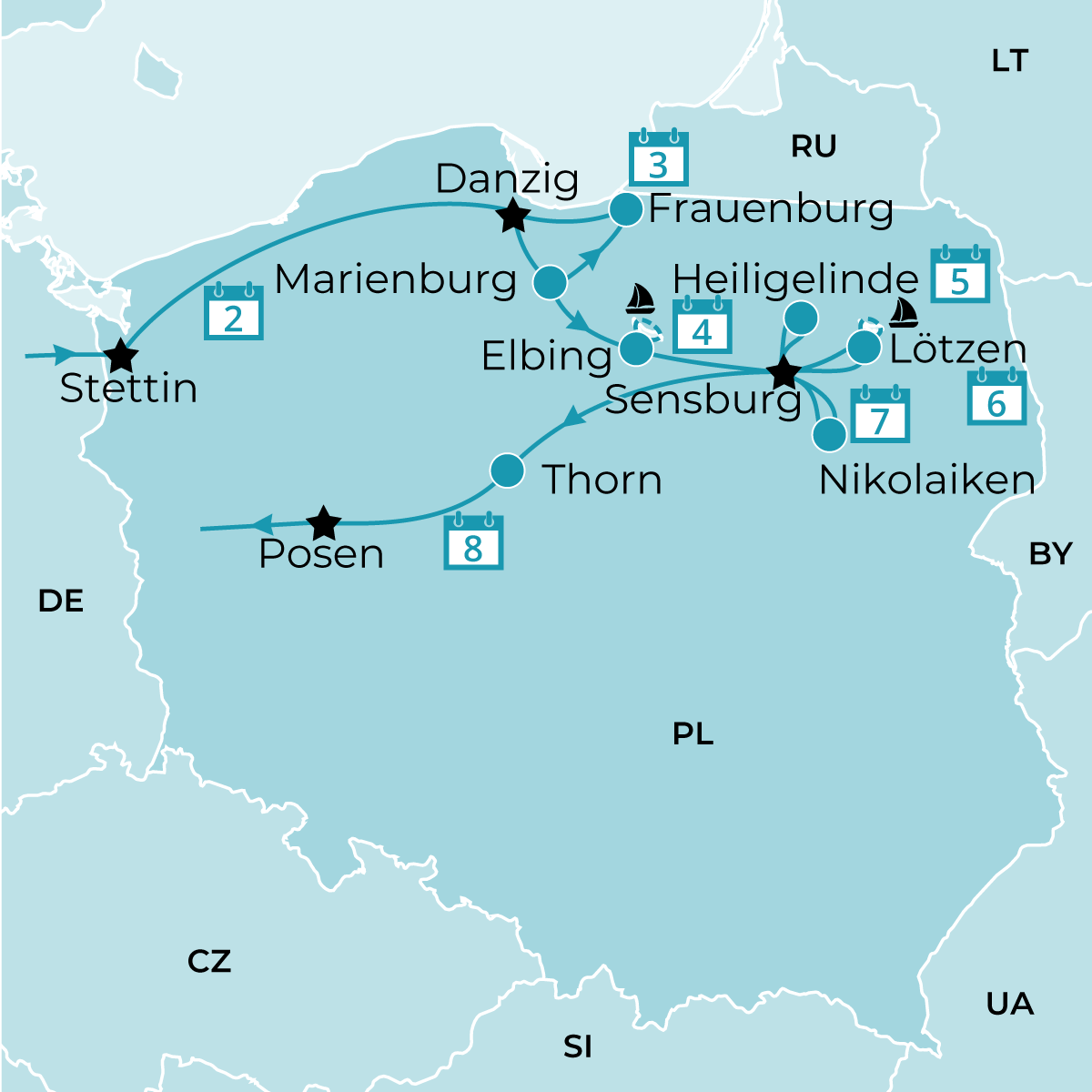 maritime Perlen zwischen Hansestädten und Masuren
