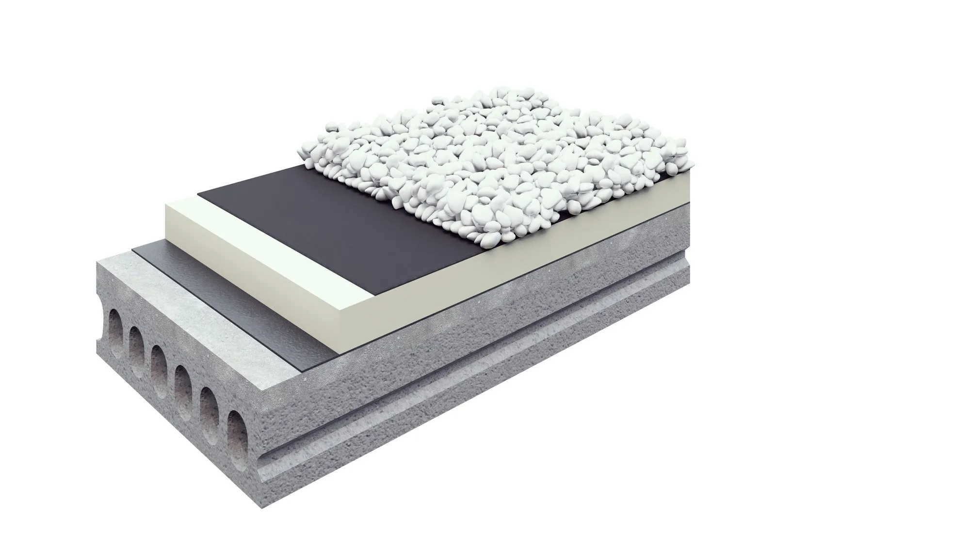 Dakopbouw Circular Ballasted System: losliggend EPDM-membraan met ballast