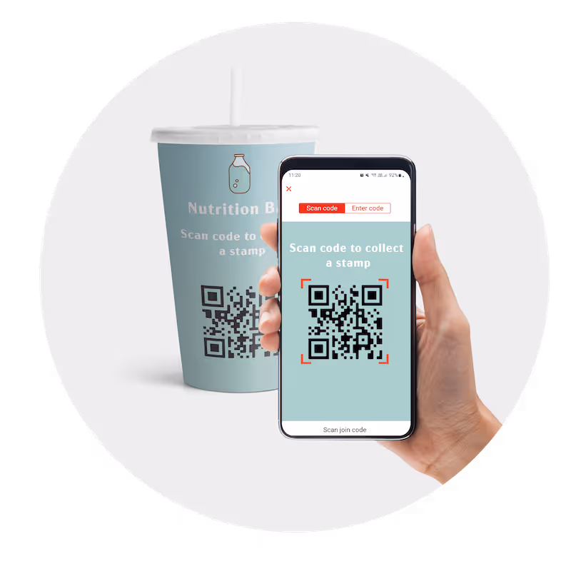 QR code on a Stamp Me app