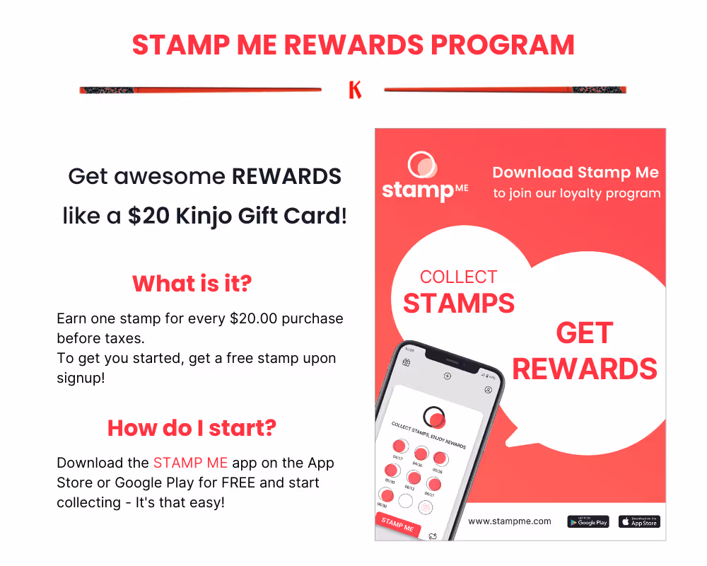 Kinjo's webpage to introduce their Stamp Me rewards program