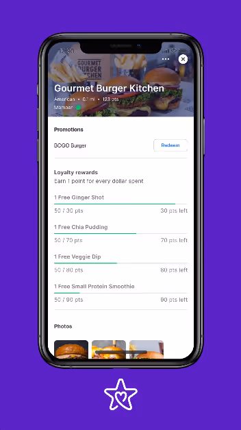 Fivestars app interface on mobile.