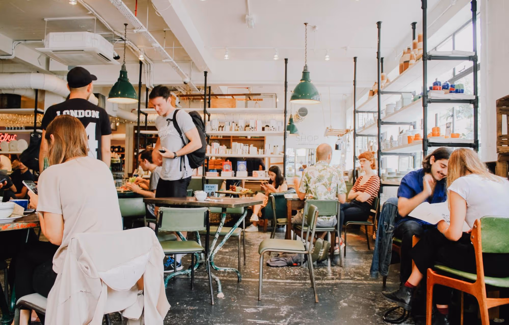 Interior of a cafe.