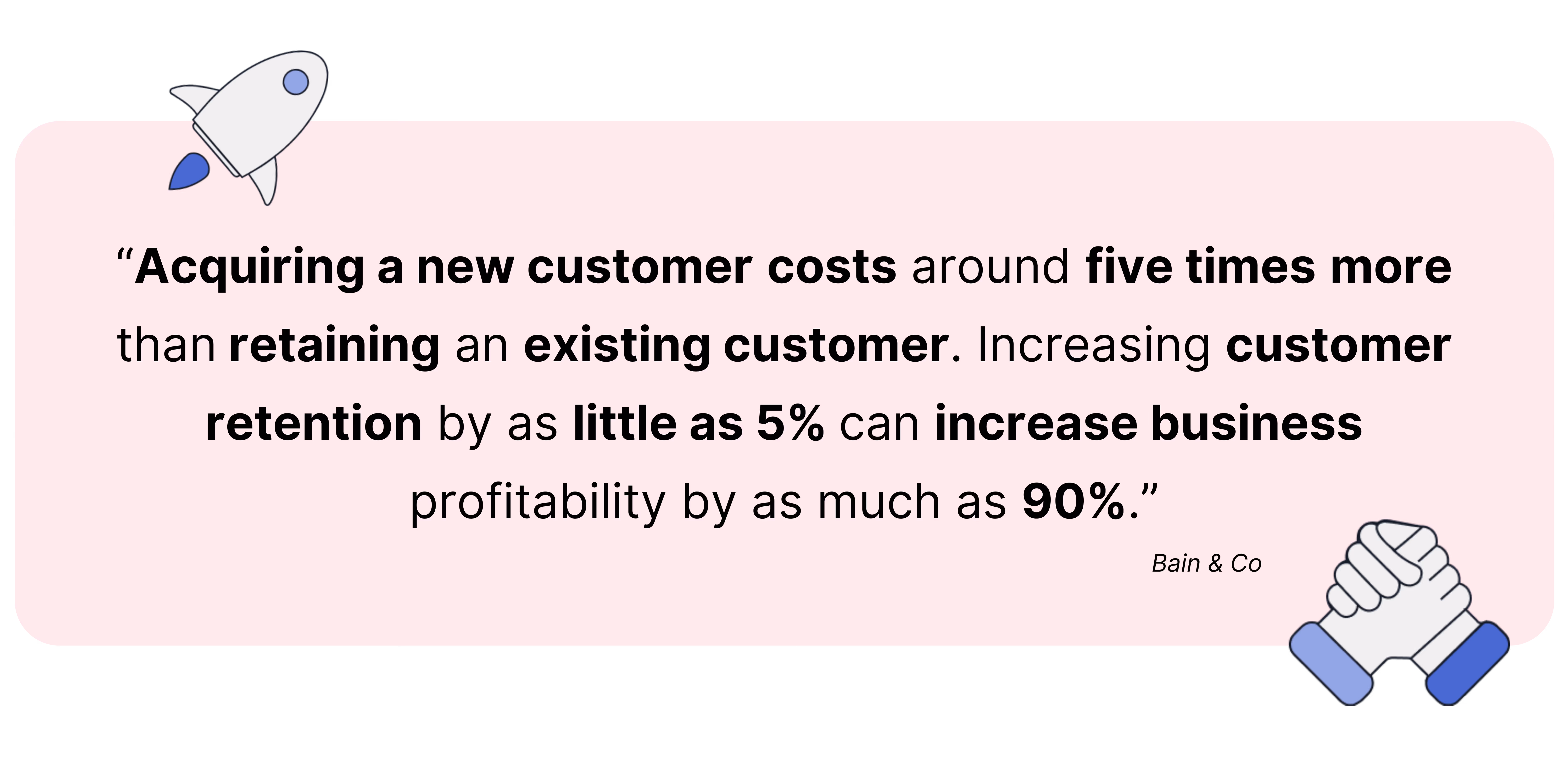 Graphic tile with a customer retention statistic with icons.
