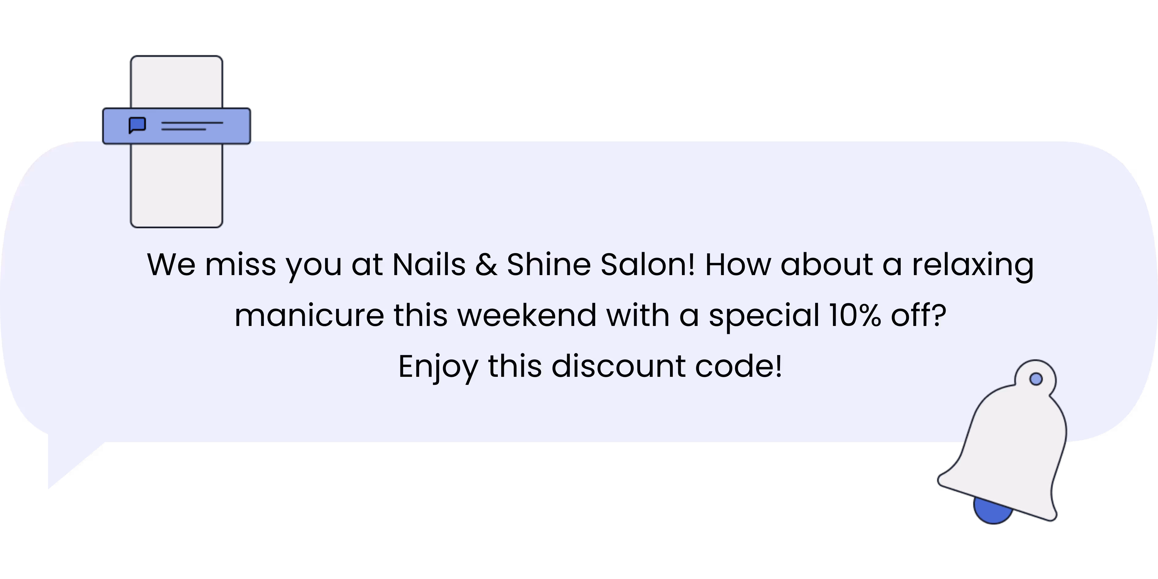 Graphic tile with an example message for the re-lapsed customers feature. 