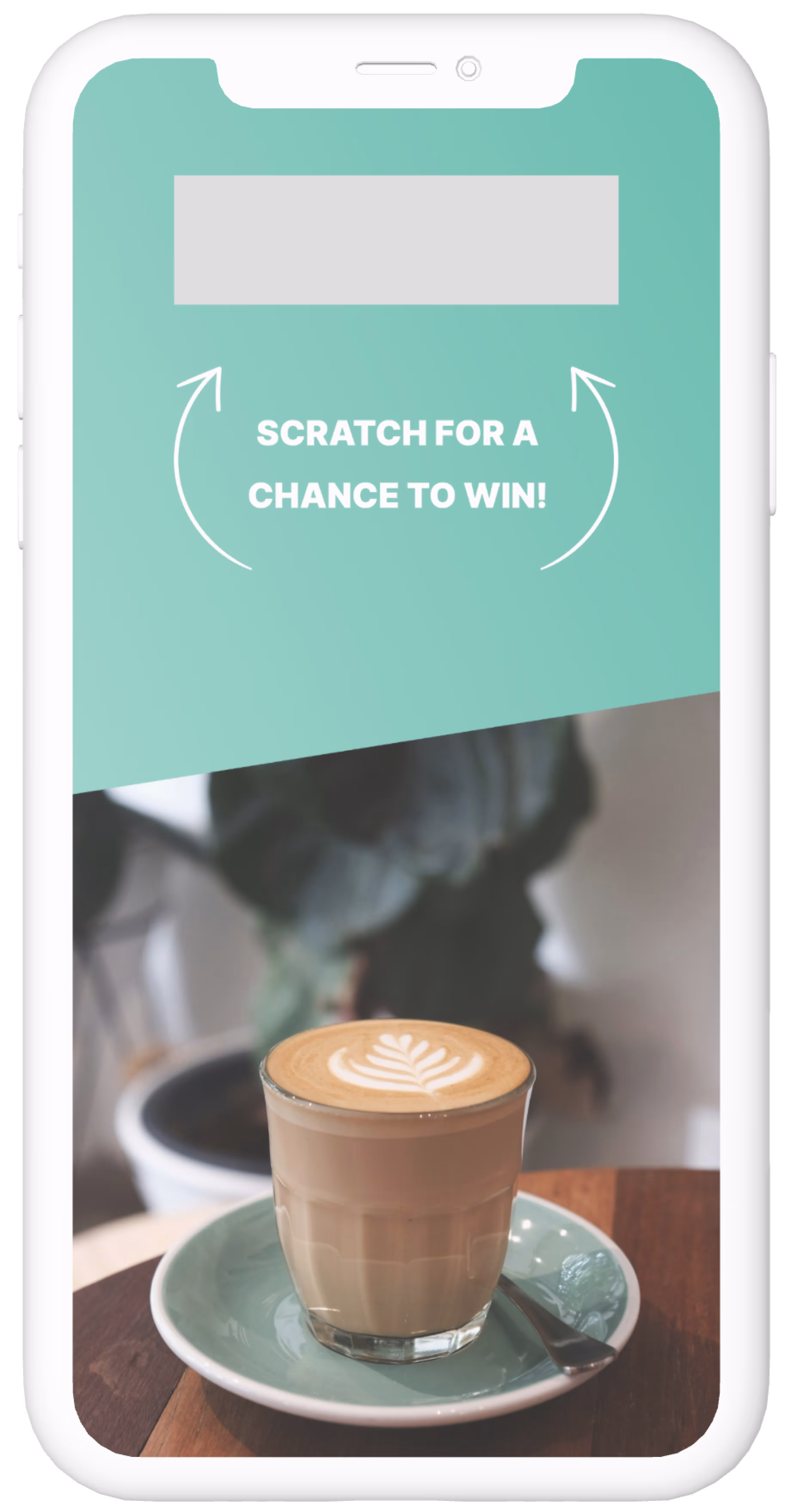 The mockup of the Stamp Me scratch & win interface on the app.