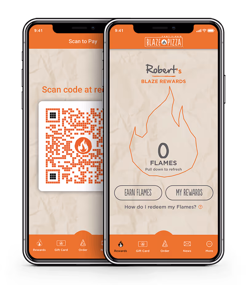 Interface of Punchh Loyalty app on two phone frames.