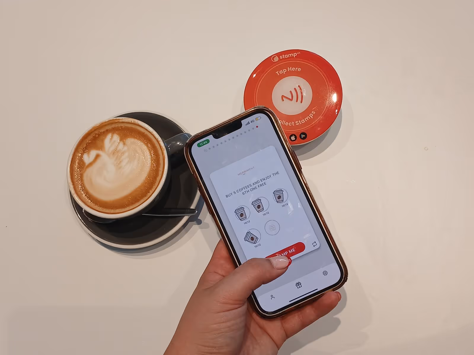 Merriment Cafe is just one example of the countless Stamp Me cafes utilizing the Stamp Me StampPod to issue stamps through 'tap and go' technology. Image source: Stamp Me