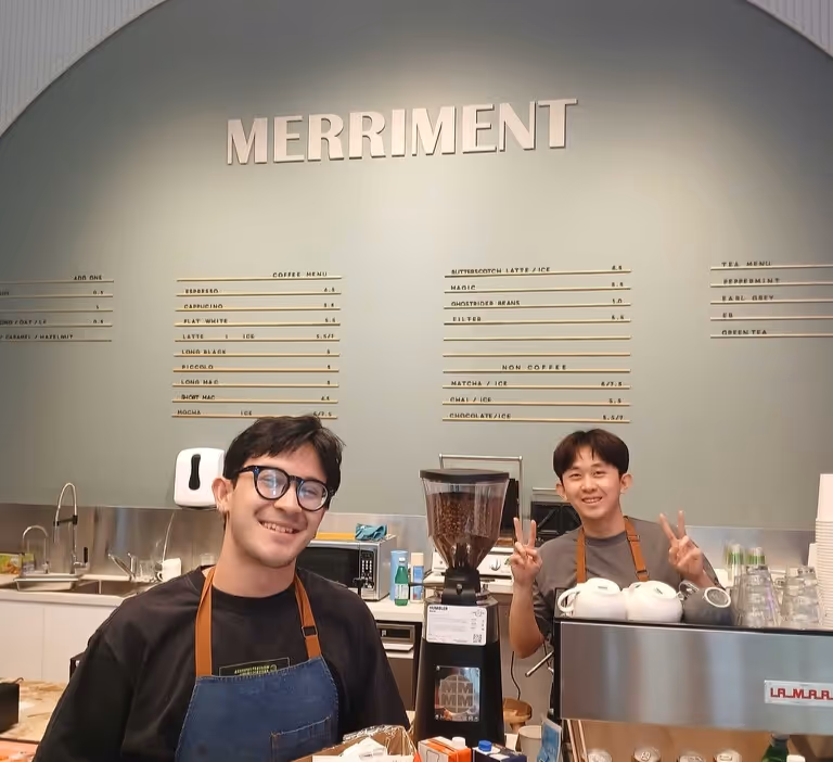 Interior of Merriment Cafe.