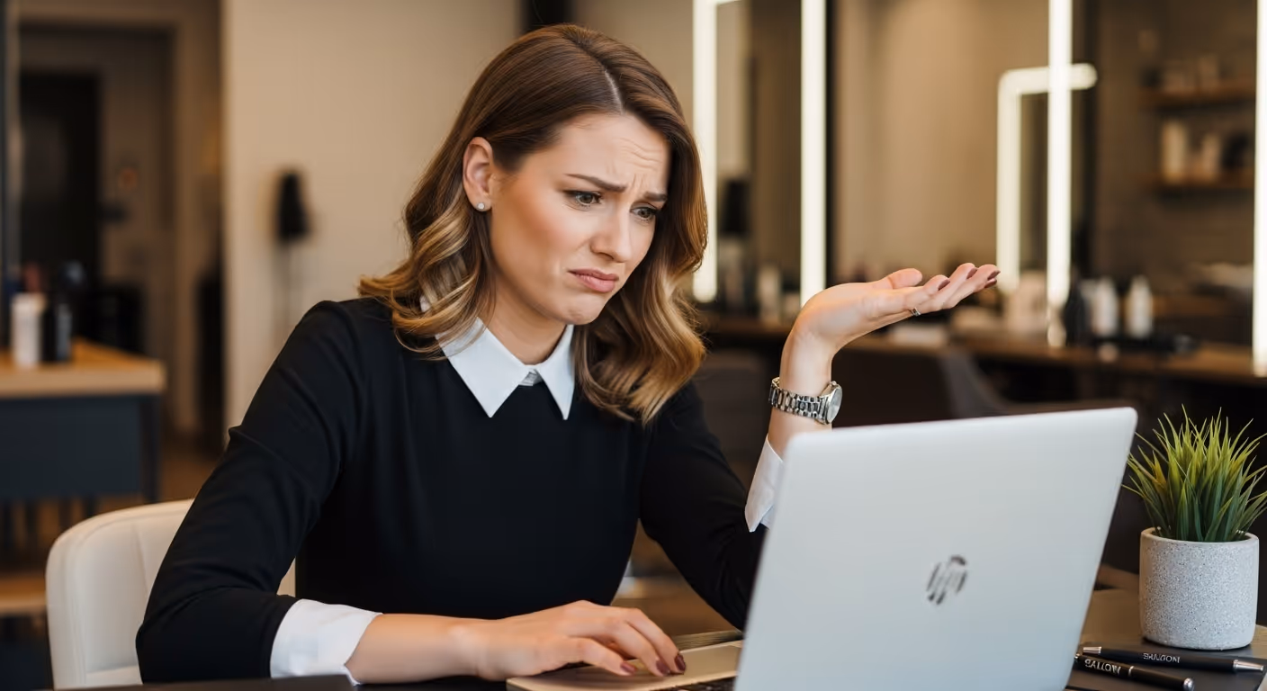 Salon owner researching the average cost of a digital loyalty app platform for Australian salons