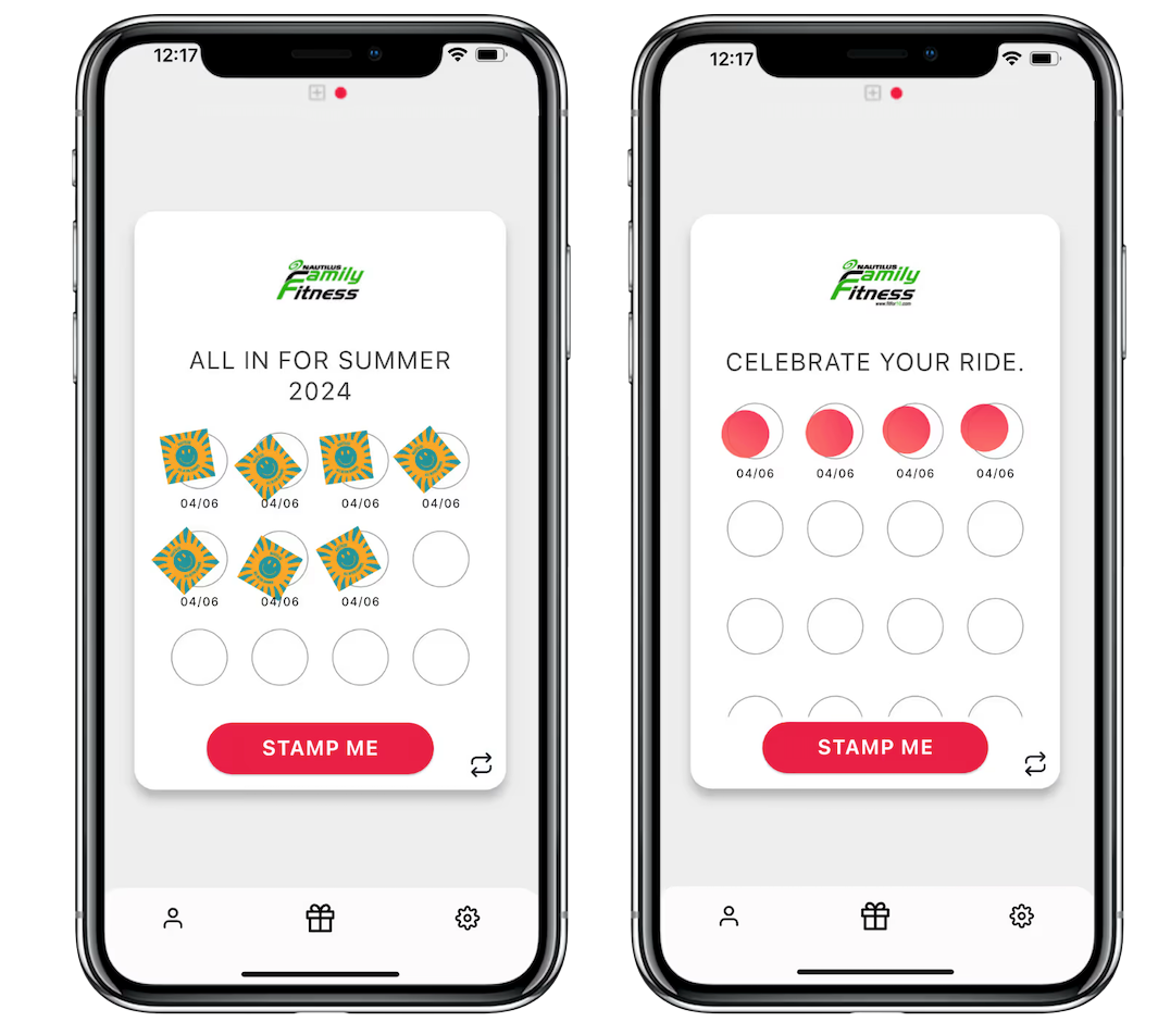 The Stamp Me digital stamp card app created for gyms and fitness classes.