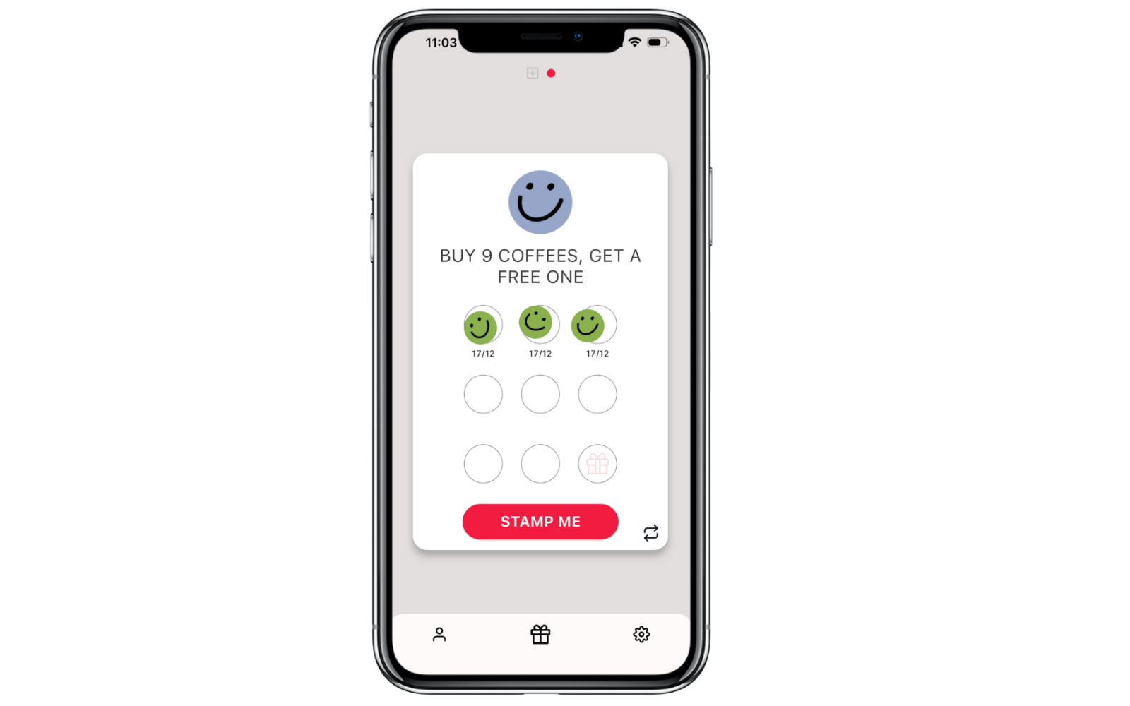 Simple visit-based loyalty program example for small businesses