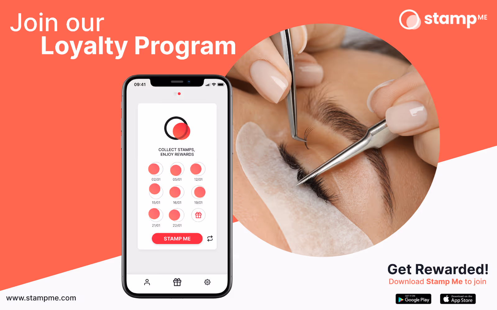 custom branding digital loyalty app for multi-location lash salon