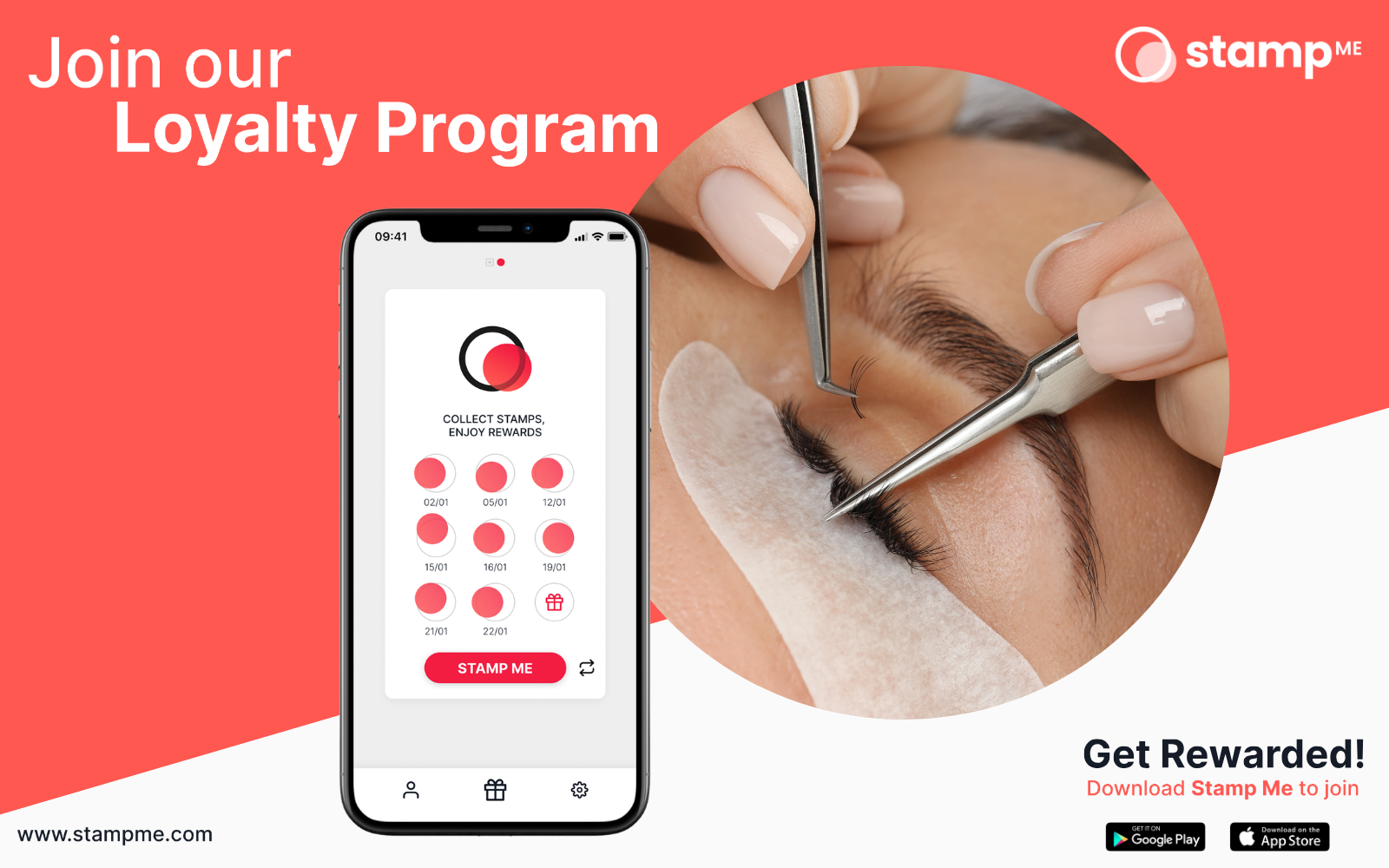 custom branding digital loyalty app for multi-location lash salon