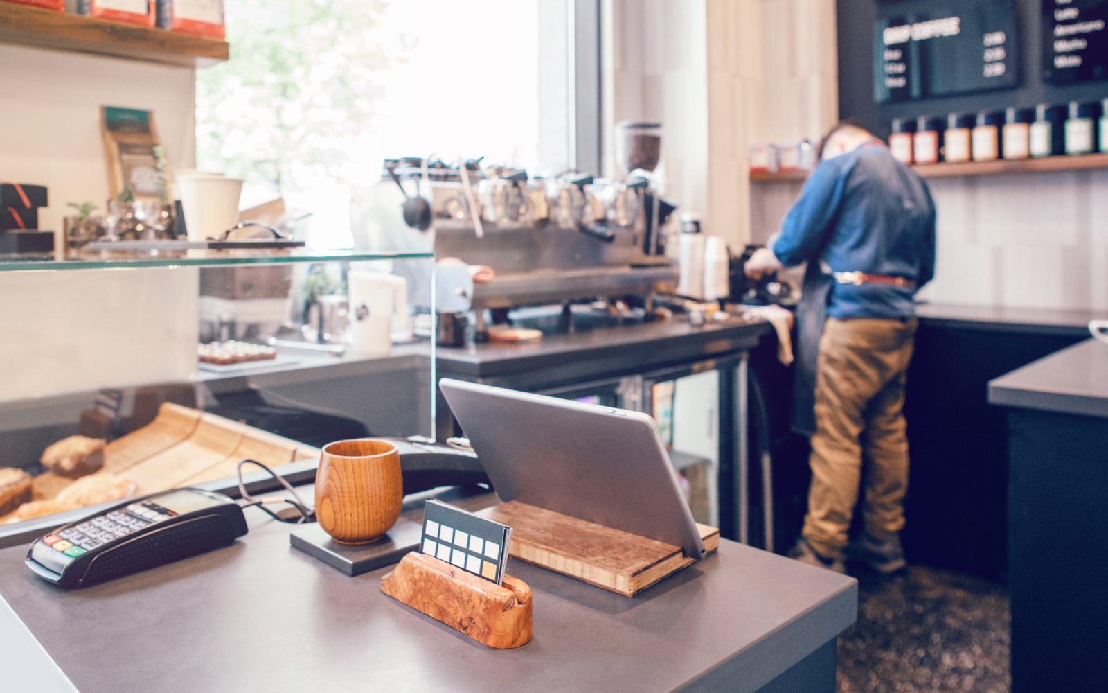 a paper stamp card at a coffee shop