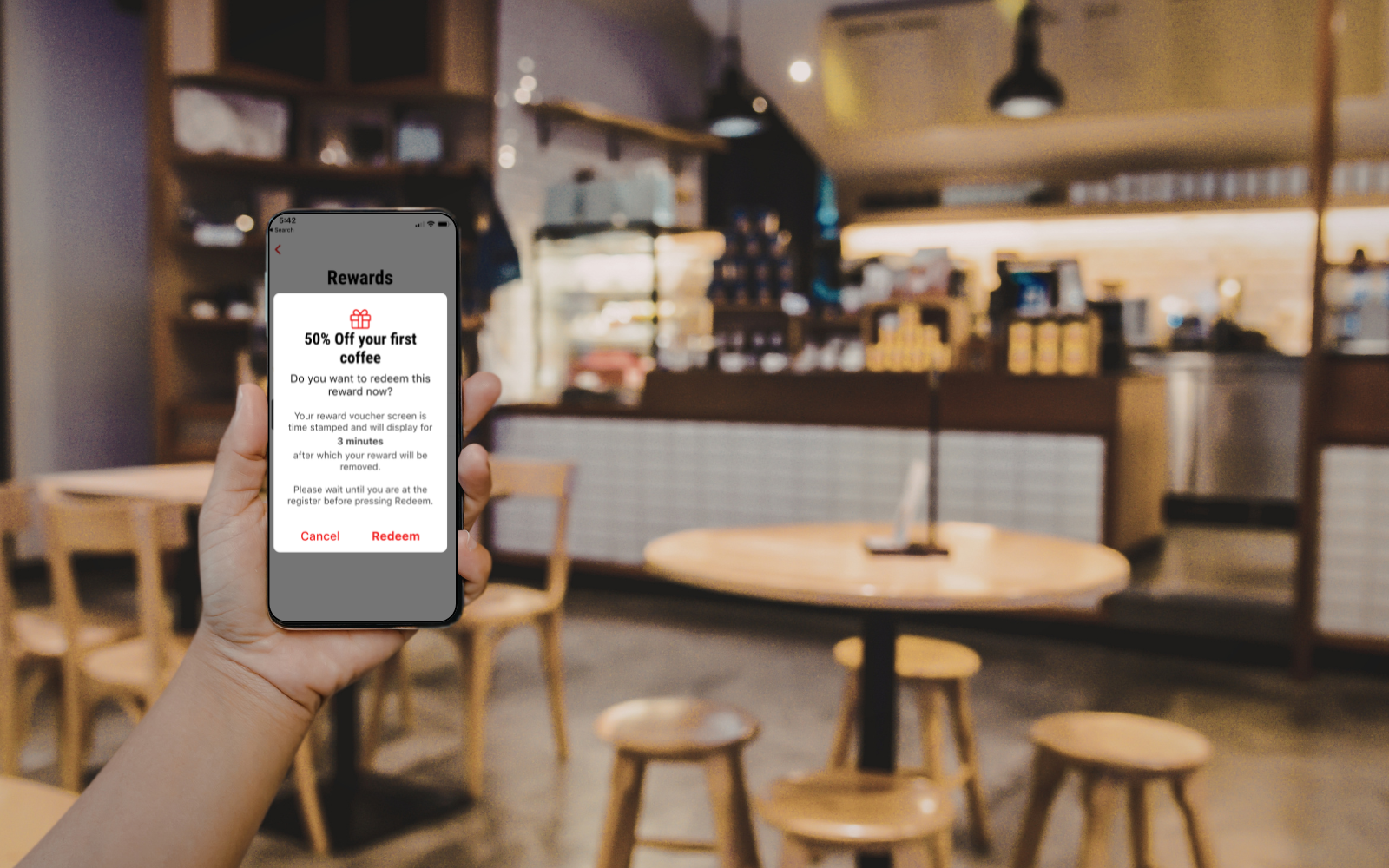 Australian cafe customer viewing a personalised return visit offer on their phone