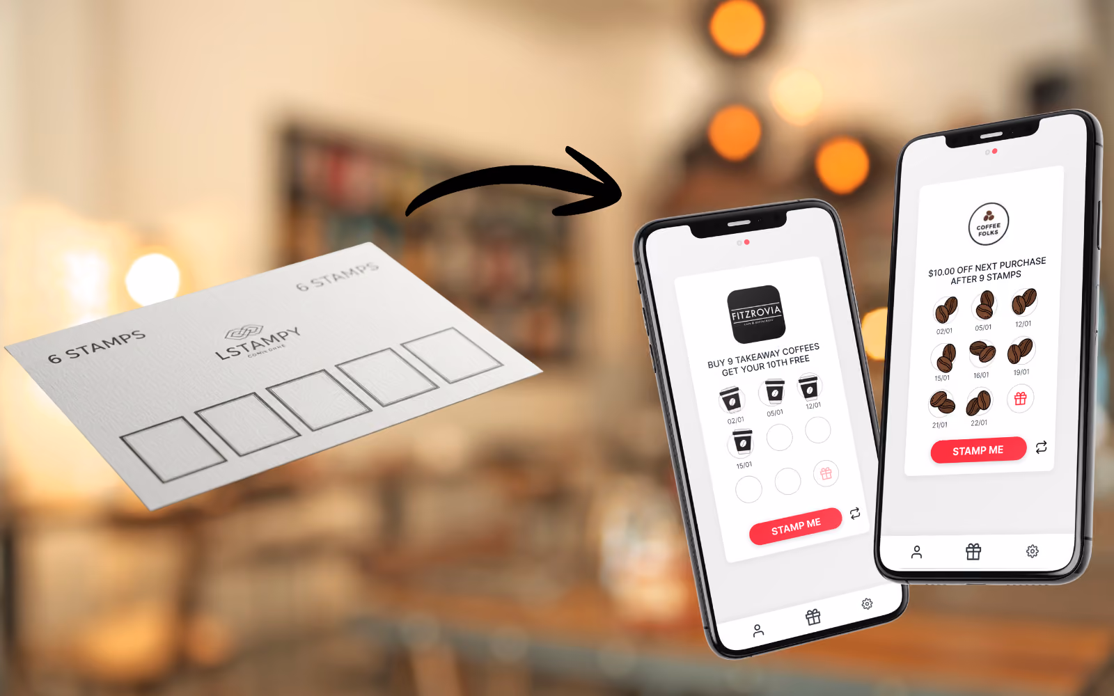 paper loyalty stamp card for UK cafes versus digital loyalty apps