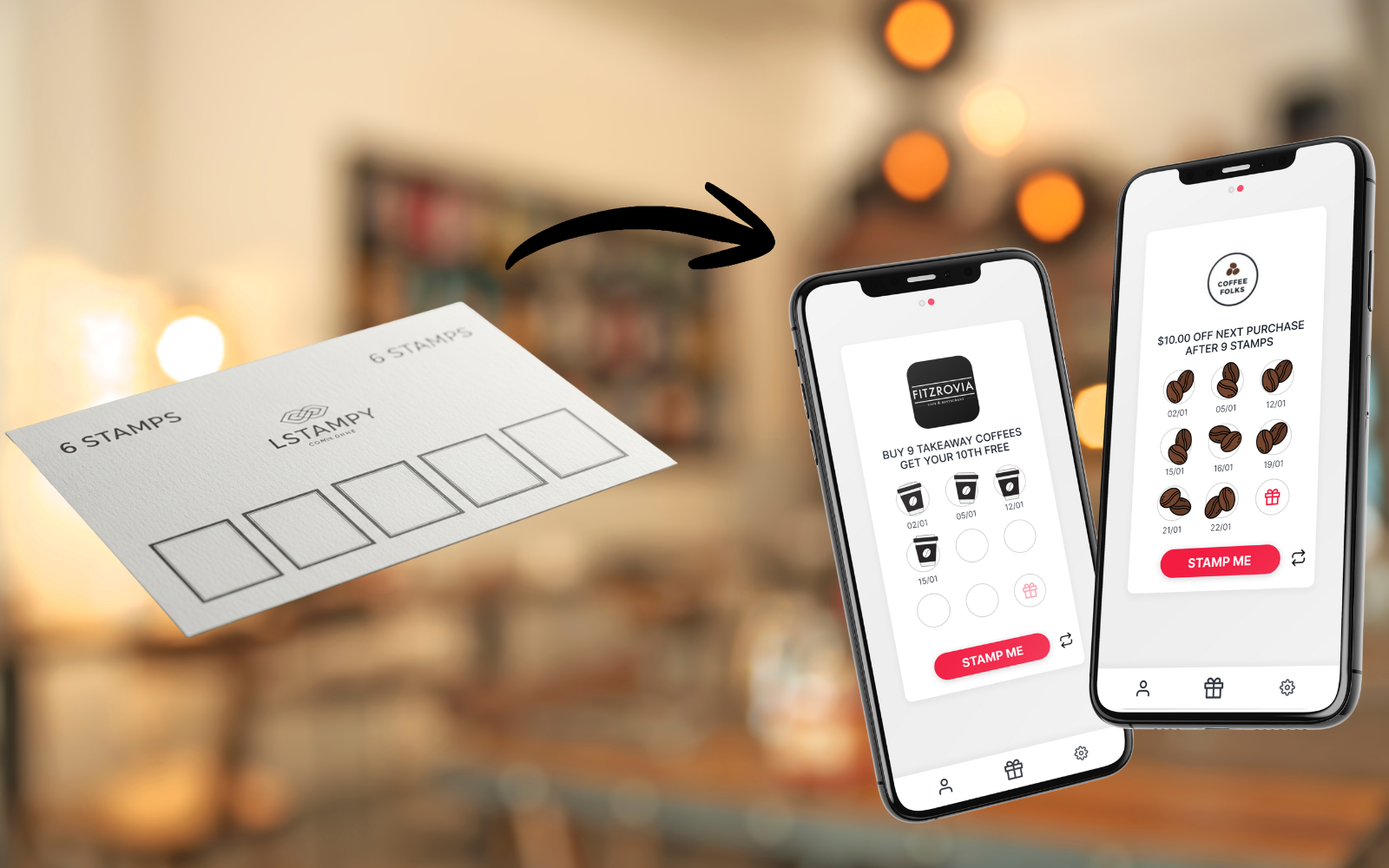paper loyalty stamp card for UK cafes versus digital loyalty apps