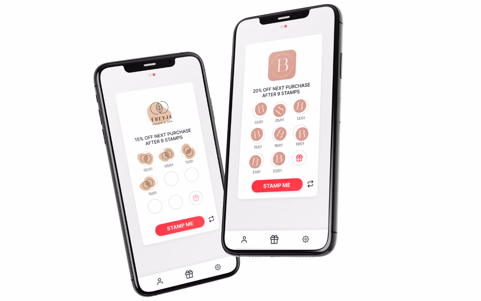 digital loyalty stamp card app used at a US hair salon checkout